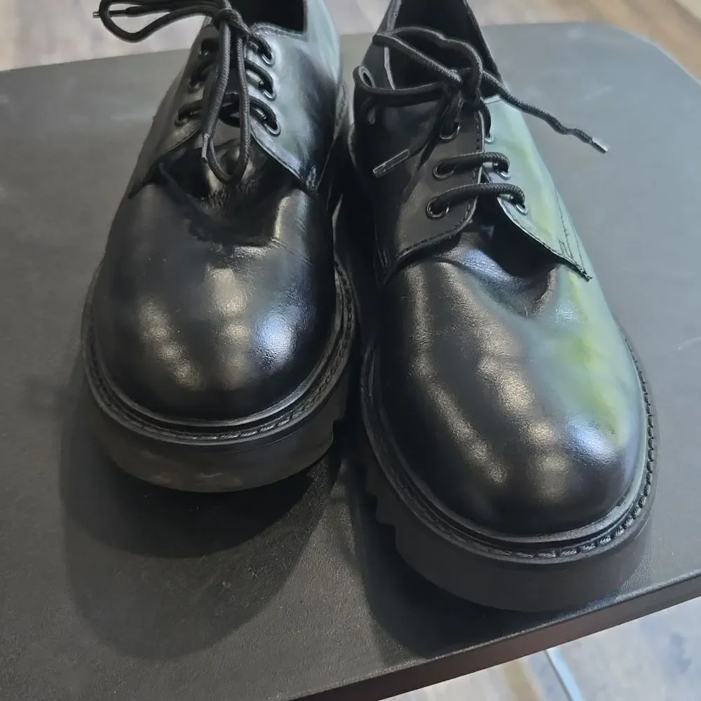 🐢 Zara Patent Leather Derby Platform Shoes